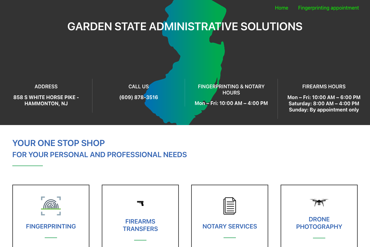Garden State Administrative Solutions — Fingerprinting services